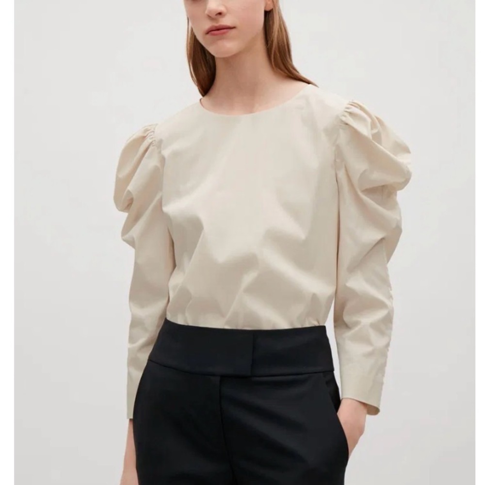 COS Structured Sleeve Blouse Tan Long Sleeve 8